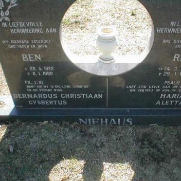 NIEHAUS Bernardus Christiaan Gysbertus 1922-1988 &amp; Maria Aletta 1928-1992