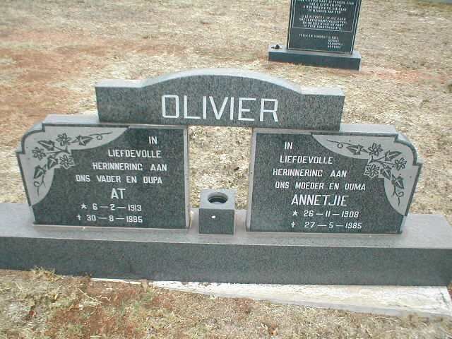 OLIVIER At 1913-1985 &amp; Annetjie 1908-1985