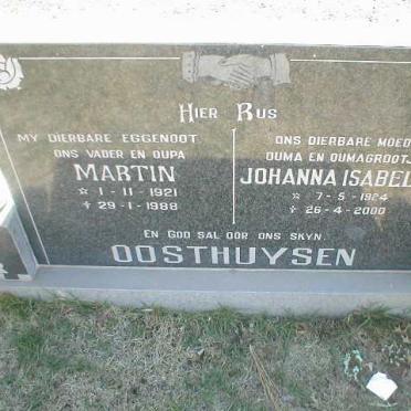 OOSTHUYSEN Martin 1921-1988 &amp; Johanna Isabella 1924-2000