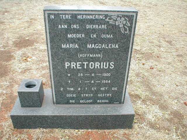 PRETORIUS Maria Magdalena geb. HOFFMANN 1900-1984