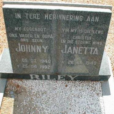 RILEY Johnny 1940-1992 &amp; Janetta 1940-