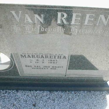 REENEN Elizabeth Margaretha, van 1947-1987