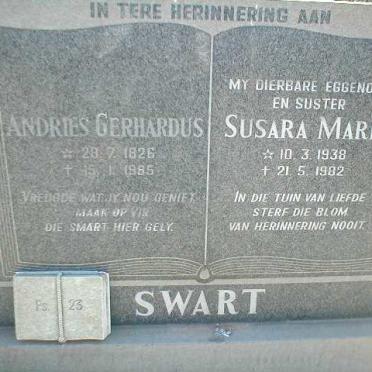 SWART Andries Gerhardus 1926-1985 &amp; Susara Maria 1938-1982