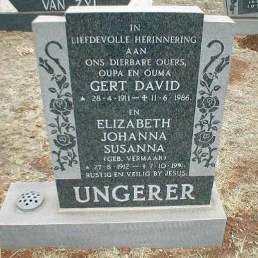 UNGERER Gert David 1911-1986 &amp; Elizabeth Johanna Susanna VERMAAK 1912-1991