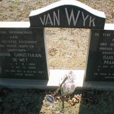 WYK Johan Christiaan de Wet, van 1901-1988 &amp; Susara Maria 1909-