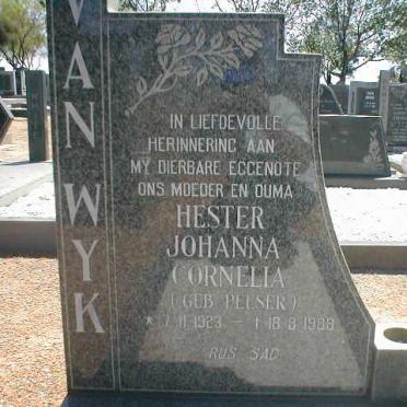WYK Hester Johanna Cornelia, van, geb. PELSER 1923-1988