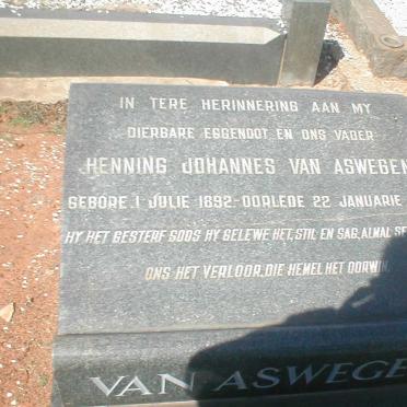 ASWEGEN Henning Johannes, van 1892-1956