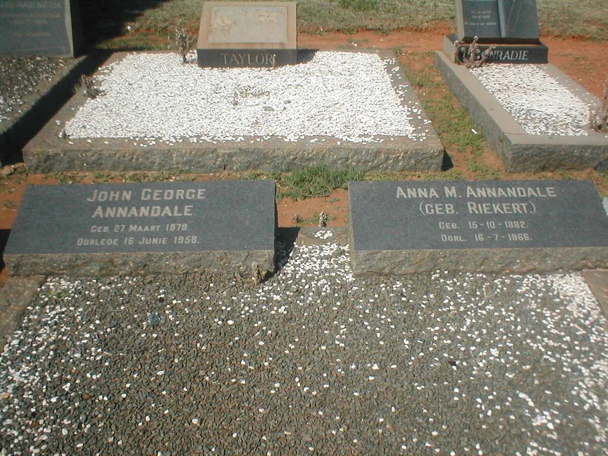 ANNANDALE John George 1878-1958 &amp; Anna M. RIEKERT 1882-1966