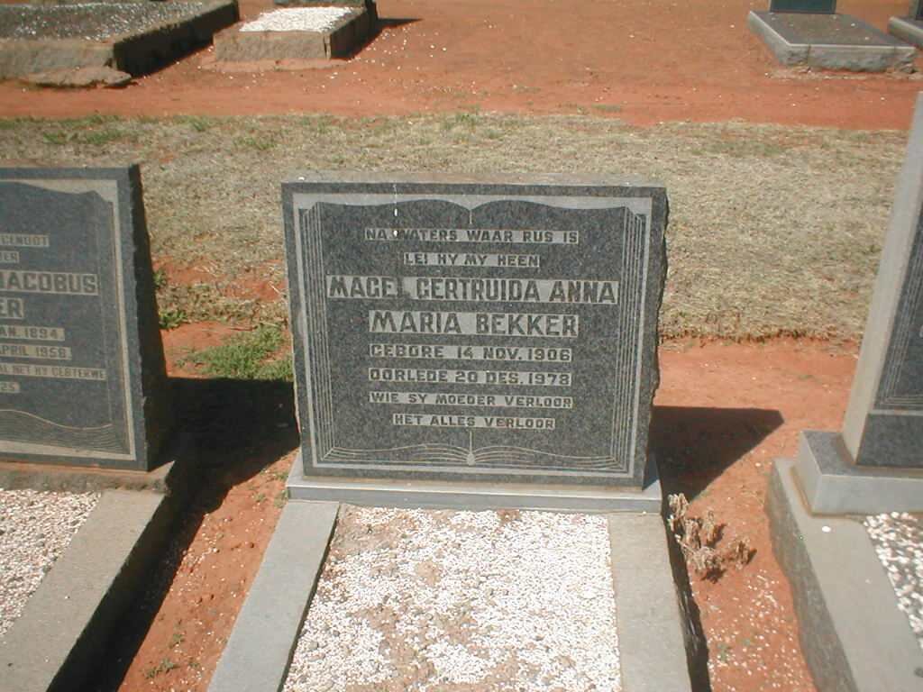 BEKKER Magel Gertruida Anna Maria 1906-1978