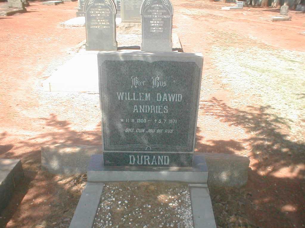 DURAND Willem Dawid Andries 1900-1971