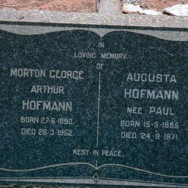 HOFMANN Morton George Arthur 1890-1952 &amp; Augusta PAUL 1895-1971