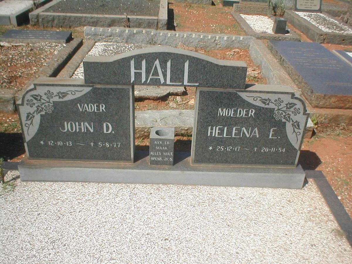 HALL John D. 1913-1977 &amp; Helena E. 1917-1954