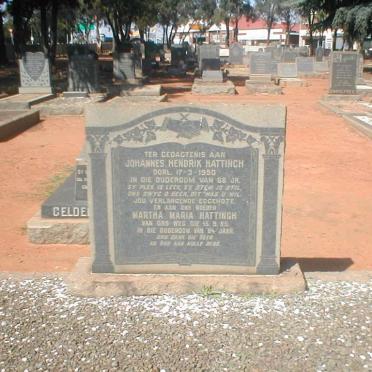 HATTINGH Johannes Hendrik 1882-1950 &amp; Martha Maria 1871-1955