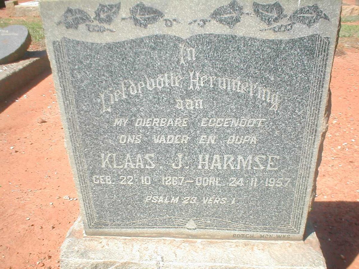 HARMSE Klaas J. 1867-1957