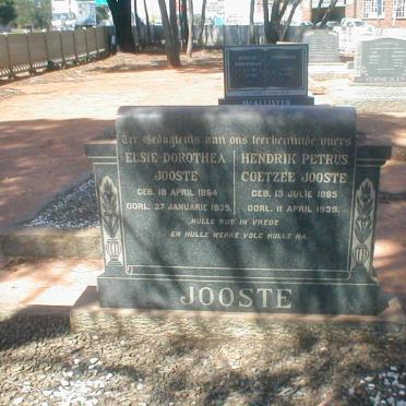 JOOSTE Hendrik Petrus Coetzee 1865-1939 &amp; Elsie Dorothea 1864-1939