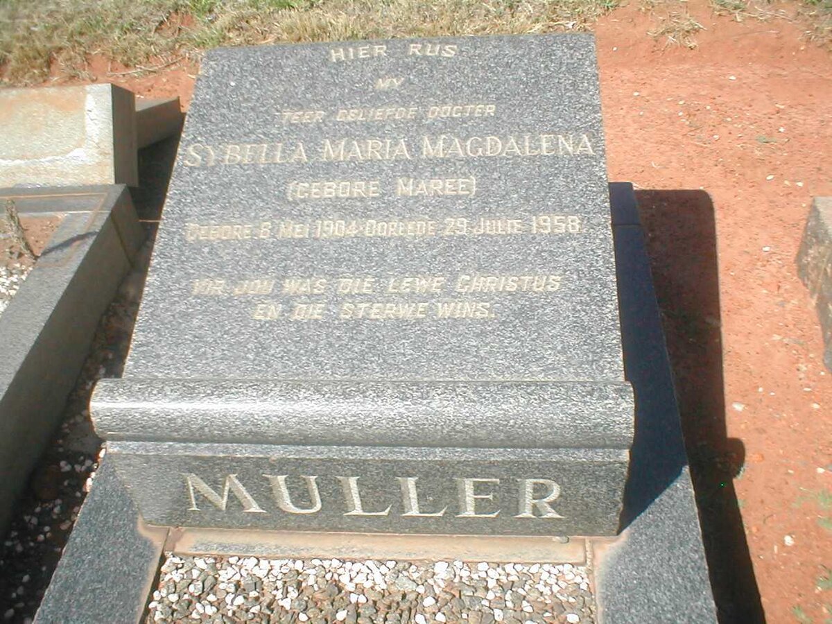 MULLER Sybella Maria Magdalena nee MAREE 1904-1958