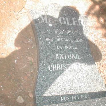 McGEER Antonie Christoffel 1928-1949