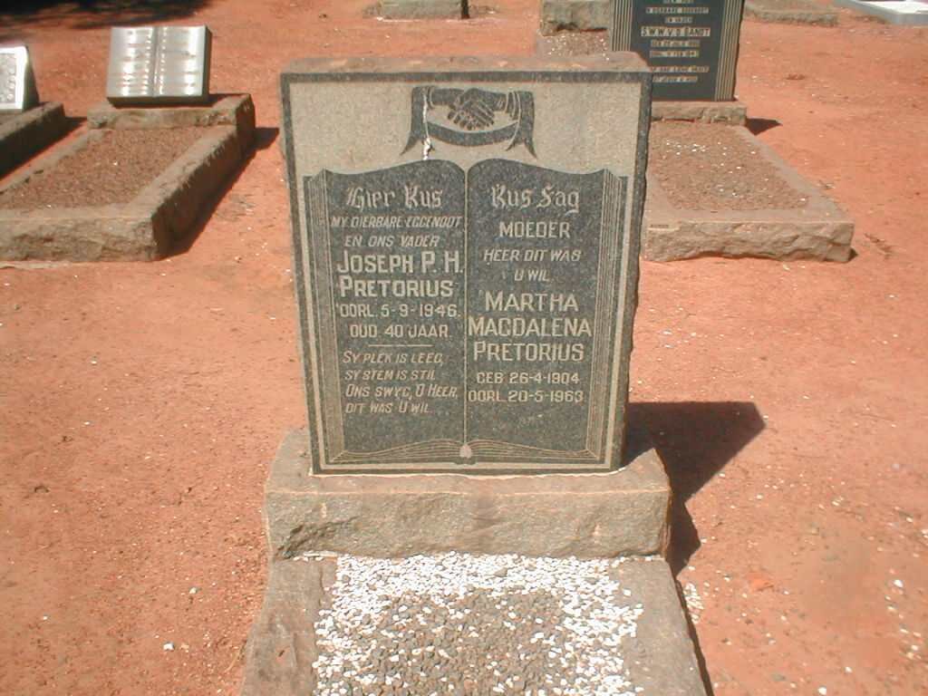 PRETORIUS Joseph P.H. 1906-1946 &amp; Martha Magdalena 1904-1963