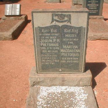 PRETORIUS Joseph P.H. 1906-1946 &amp; Martha Magdalena 1904-1963