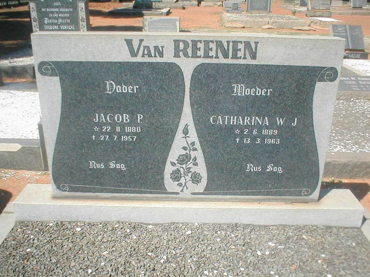 REENEN Jacob P., van 1880-1957 &amp; Catharina W.J. 1889-1963