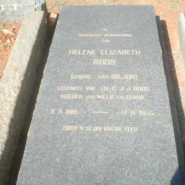 ROOS Helene Elizabeth nee VAN BILJON 1918-1955