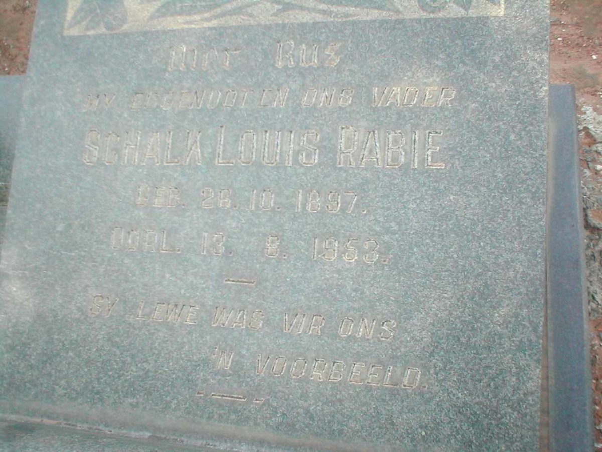 RABIE Schalk Louis 1897-1953