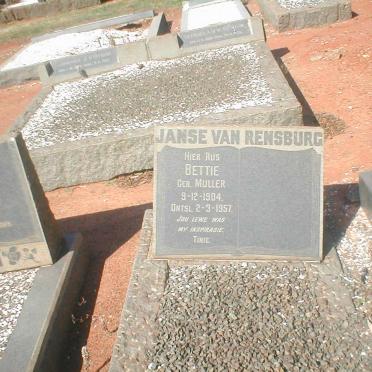 RENSBURG Bettie, Janse van nee MULLER 1904-1957