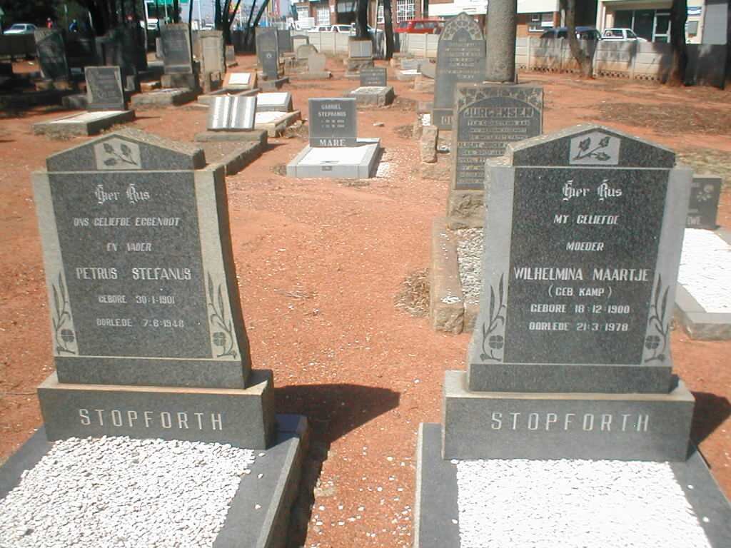 STOPFORTH Petrus Stefanus 1901-1946 &amp; Wilhelmina Maartje KAMP 1900-1978