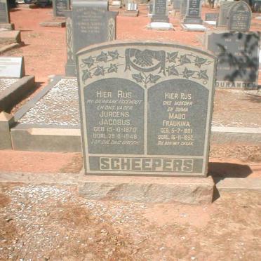 SCHEEPERS Jurgens Jacobus 1870-1948 &amp; Maud Fraukina 1881-1952