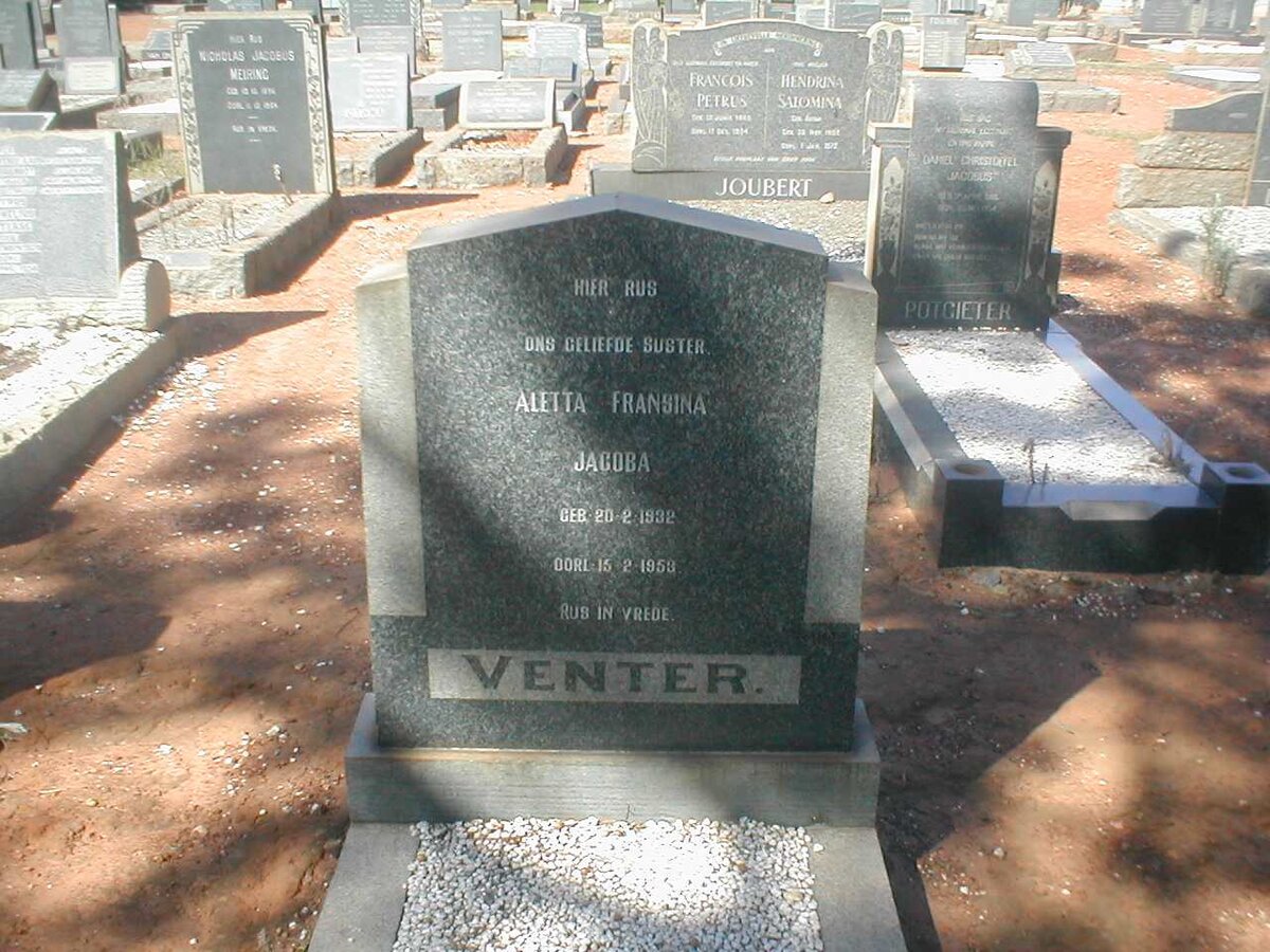 VENTER Aletta Fransina Jacoba 1932-1958