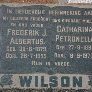 WILSON Frederik J. Albertus 1879-1955 &amp; Catharina Petronella 1896-1970