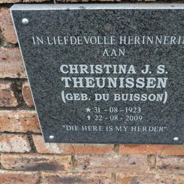 THEUNISSEN Christina J.S. nee DU BUISSON 1923-2009