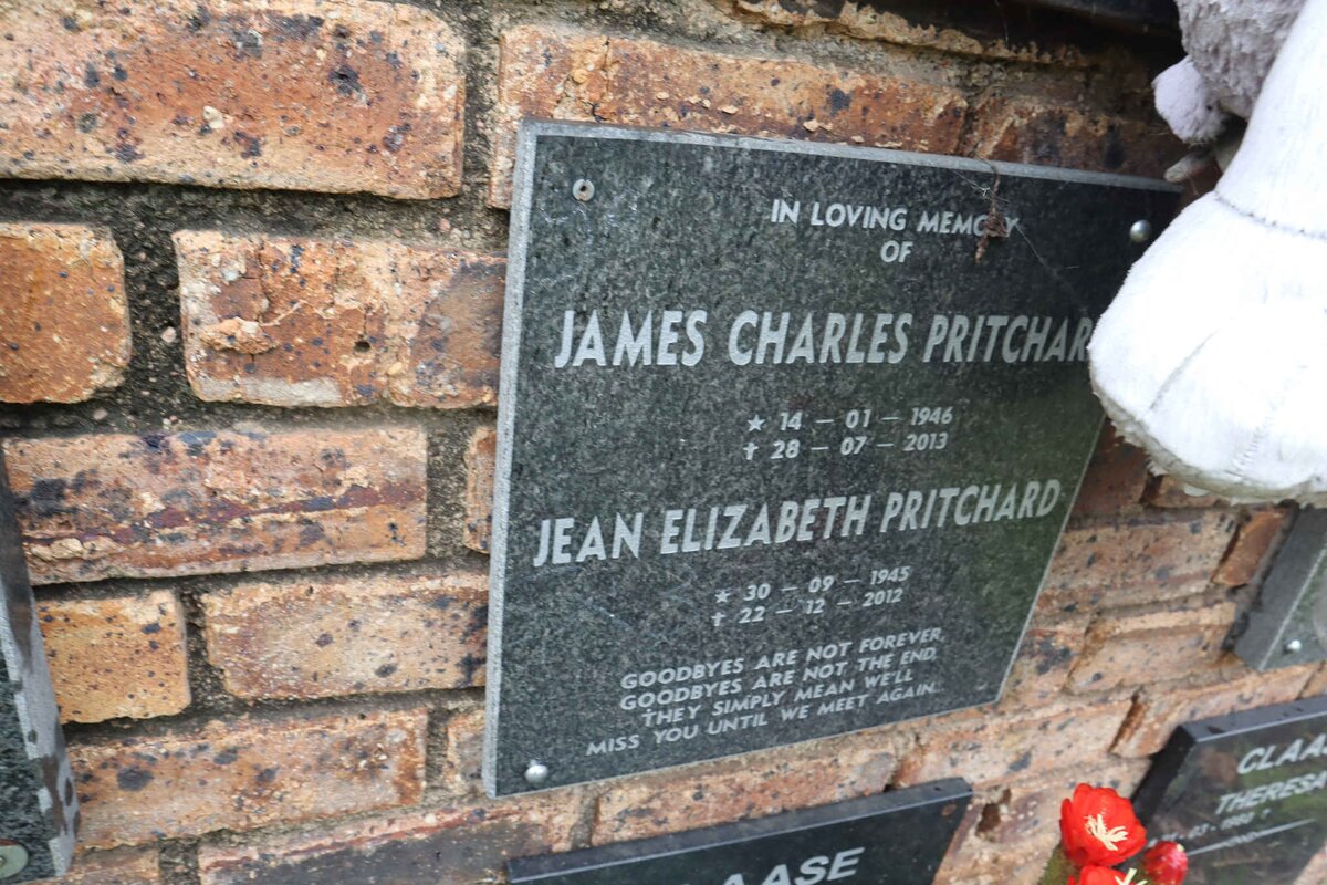 PRITCHARD James Charles 1946-2013 &amp; Jean Elizabeth 1945-2012