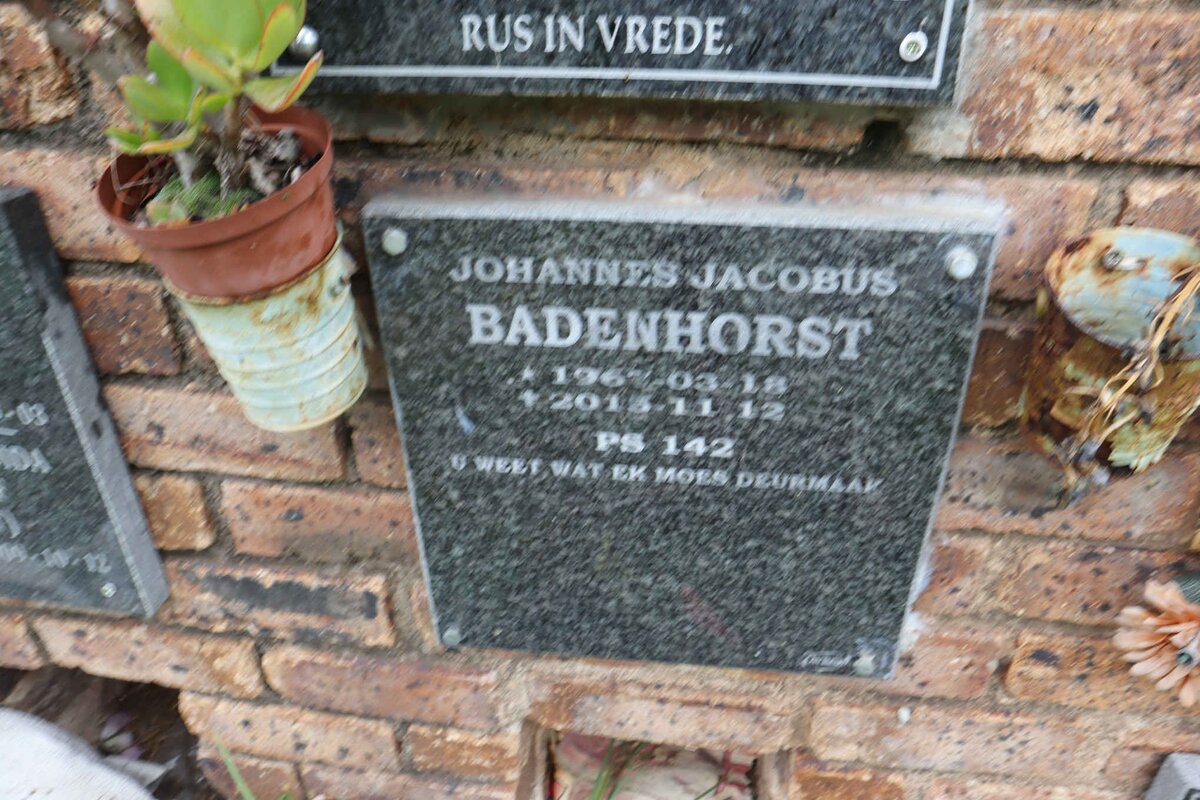 BADENHORST Johannes Jacobus 196?-201?