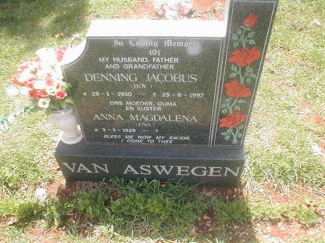 ASWEGEN Denning Jacobus, van 1930-1997 &amp; Anna Magdalena 1929-