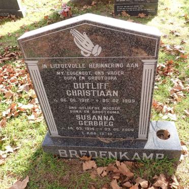 BREDENKAMP Dutliff Christiaan 1912-1999 &amp; Susanna Gerbreg 1914-2009