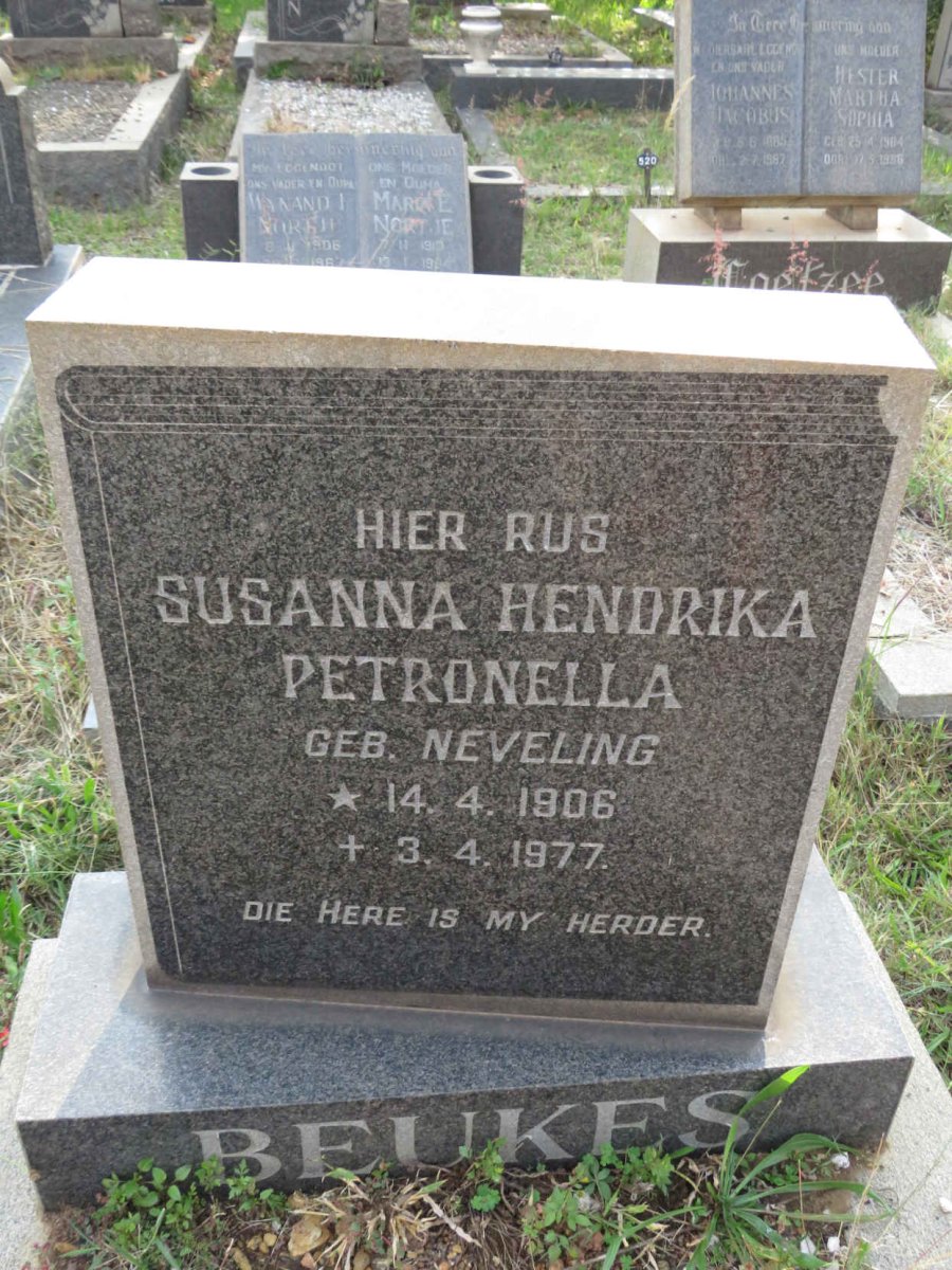 BEUKES Susanna Hendrika Petronella nee NEVELING 1906-1977