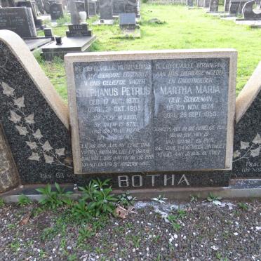BOTHA Stephanus Petrus 1870-1935 &amp; Martha Maria SCHOEMAN 1874-1955