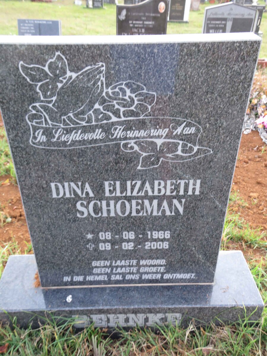 BEHNKE Dina Elizabeth, SCHOEMAN 1966-2006