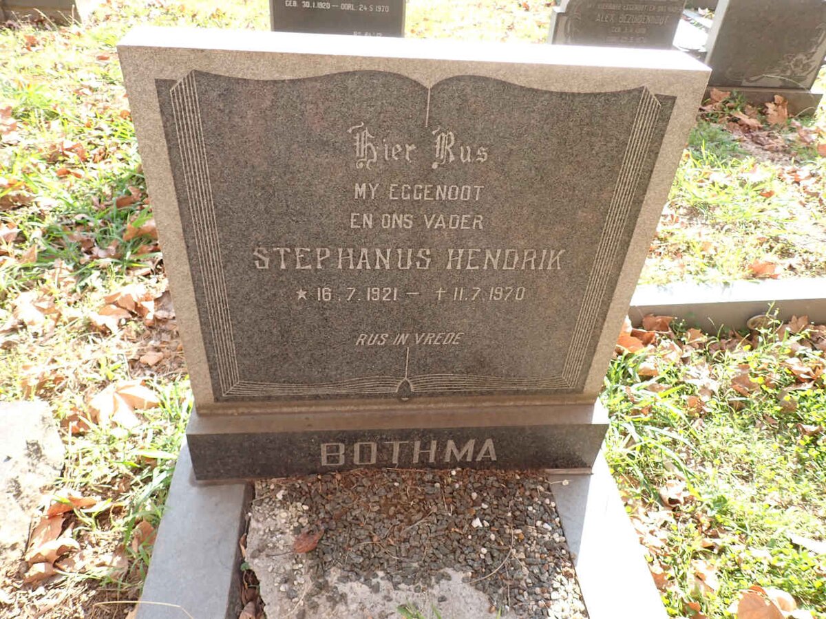 BOTHMA Stephanus Hendrik 1921-1970