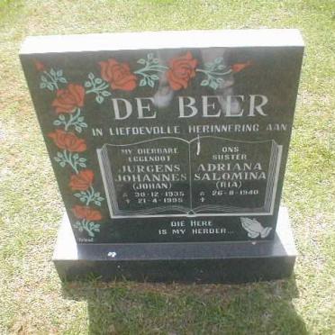 BEER Jurgens Johannes, de 1935-1995 &amp; Adriana Salomina 1940-