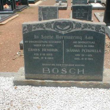 BOSCH Frans Hendrik 1882-1962 &amp; Susanna Petronella 1891-1903