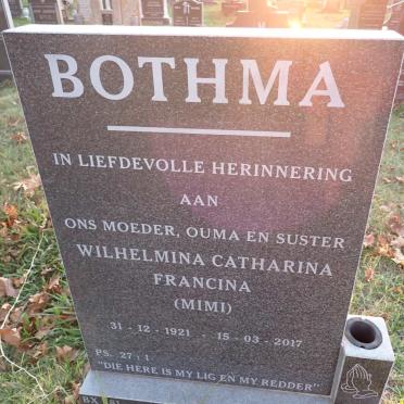 BOTHMA Wilhelmina Catharina Francina 1921-2017