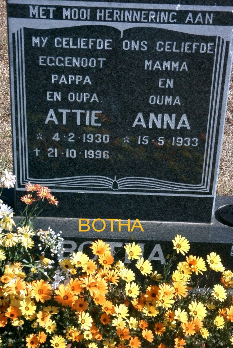 BOTHA Attie 1930-1996 &amp; Anna 1933-