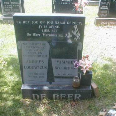 BEER Andries Lodewicus, de 1928-2003 &amp; Mimmie MATHEE 1930-
