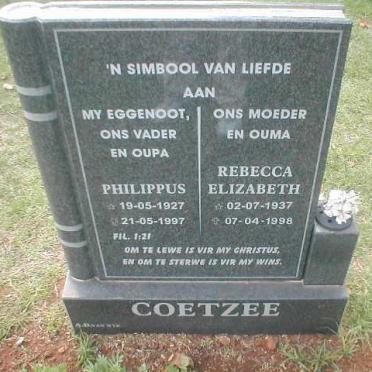 COETZEE Philippus 1927-1997 &amp; Rebecca Elizabeth 1937-1998
