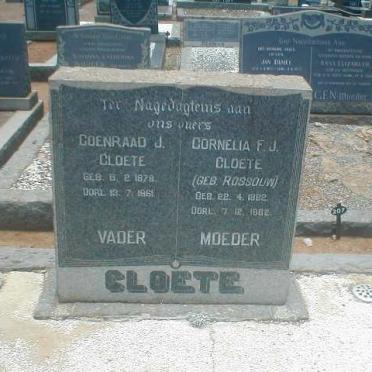CLOETE F.J. nee ROSSOUW 1892-1962