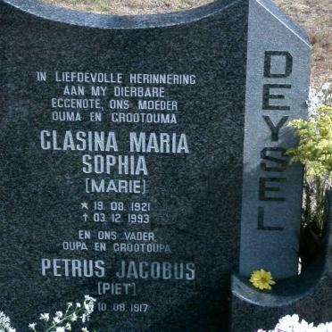 DEYSEL Petrus Jacobus 1917- &amp; Clasina Maria Sophia 1921-1993