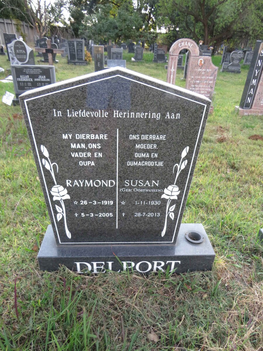 DELPORT Raymond 1919-2005 &amp; Susan OOSTHUIZEN 1930-2013