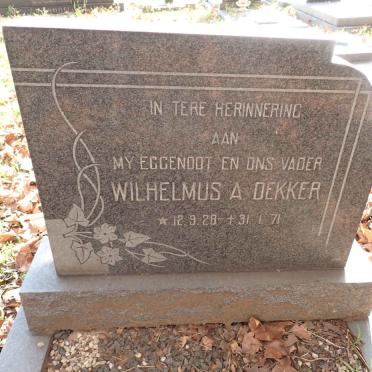 DEKKER Wilhelmus A. 1928-1971